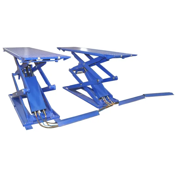 Подъемник ножничный короткий г/п 3000 кг. напольный KraftWell KRW3FS/220_blue