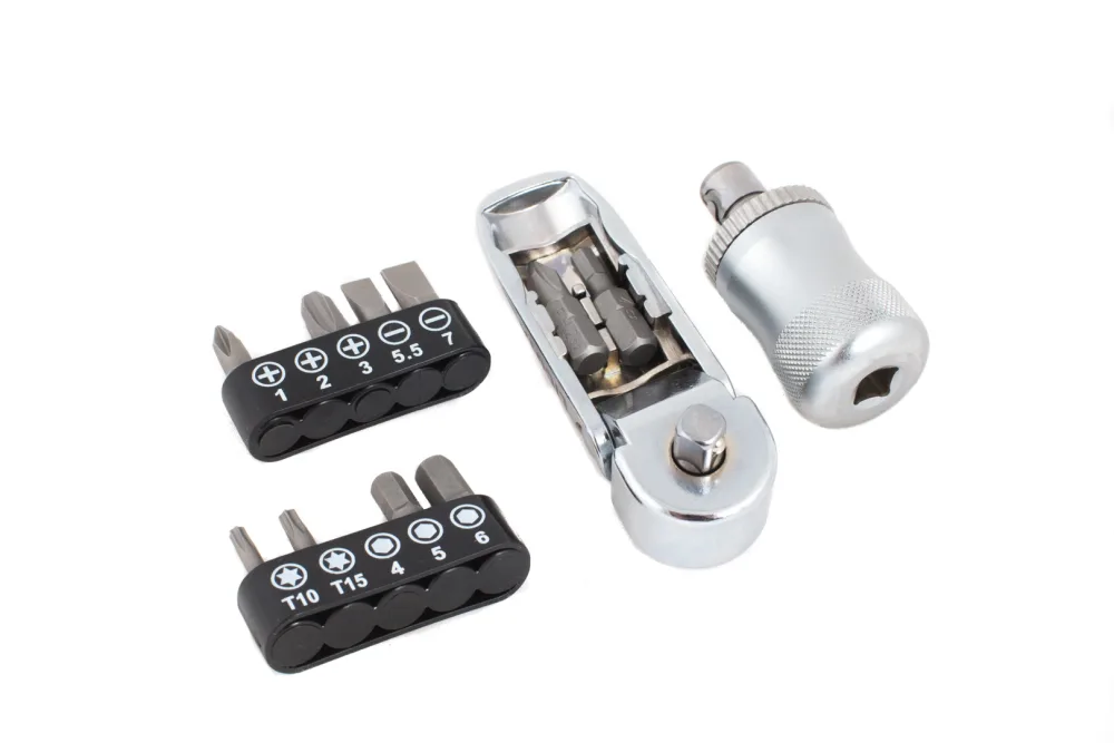Отвертка трещоточная со сменными вставками1/4", 12 пр.