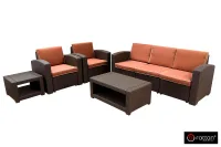 Комплект мебели Rattan Premium 5, венге (Кремовый - синяя подущка)