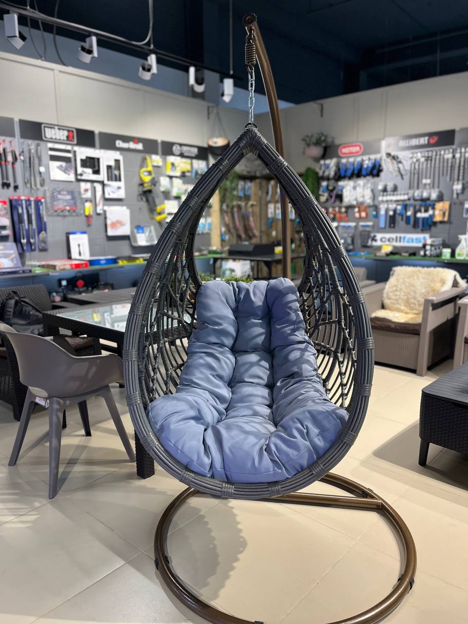 Подвесное кресло из искусственного ротанга N886-W70 Light Grey 3