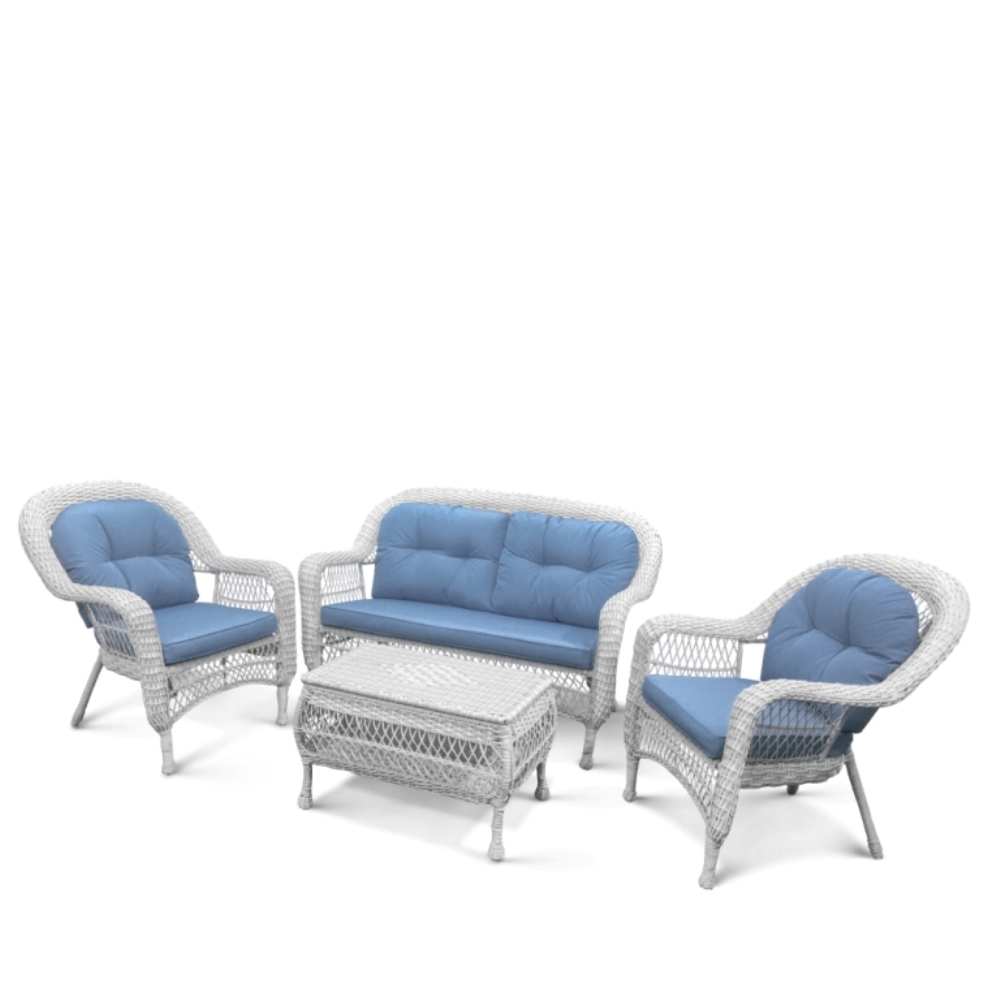 Плетеный комплект для отдыха из искусственного ротанга LV-520 White/Blue 2