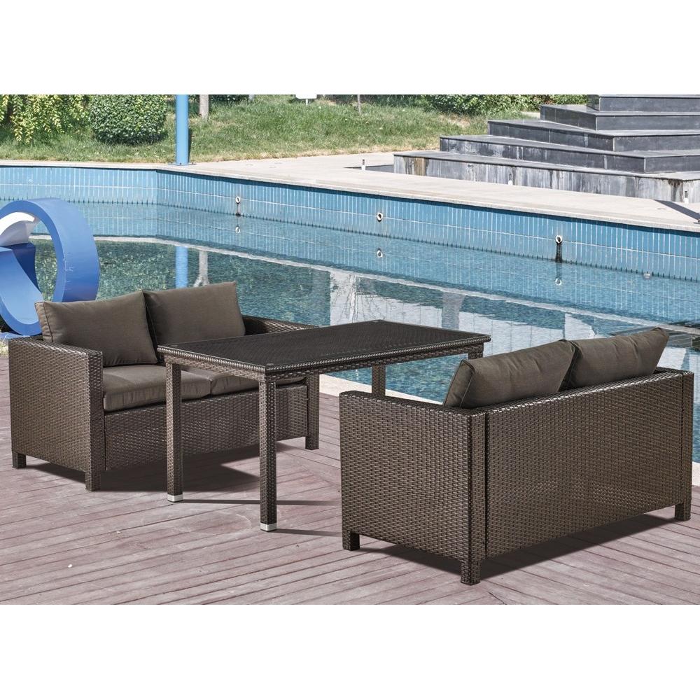 Обеденный комплект плетеной мебели с диванами T256A/S59A-W53 Brown 2