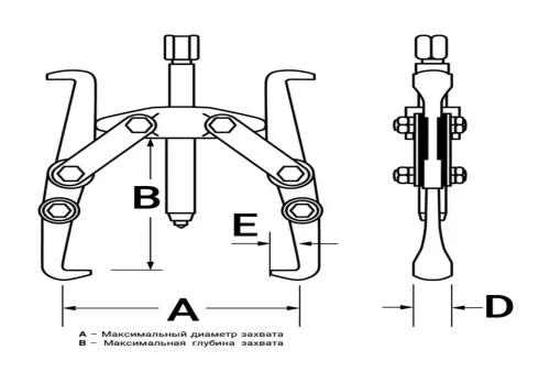 Съемник с двумя поворотными захватами проф. CrV 12" 2