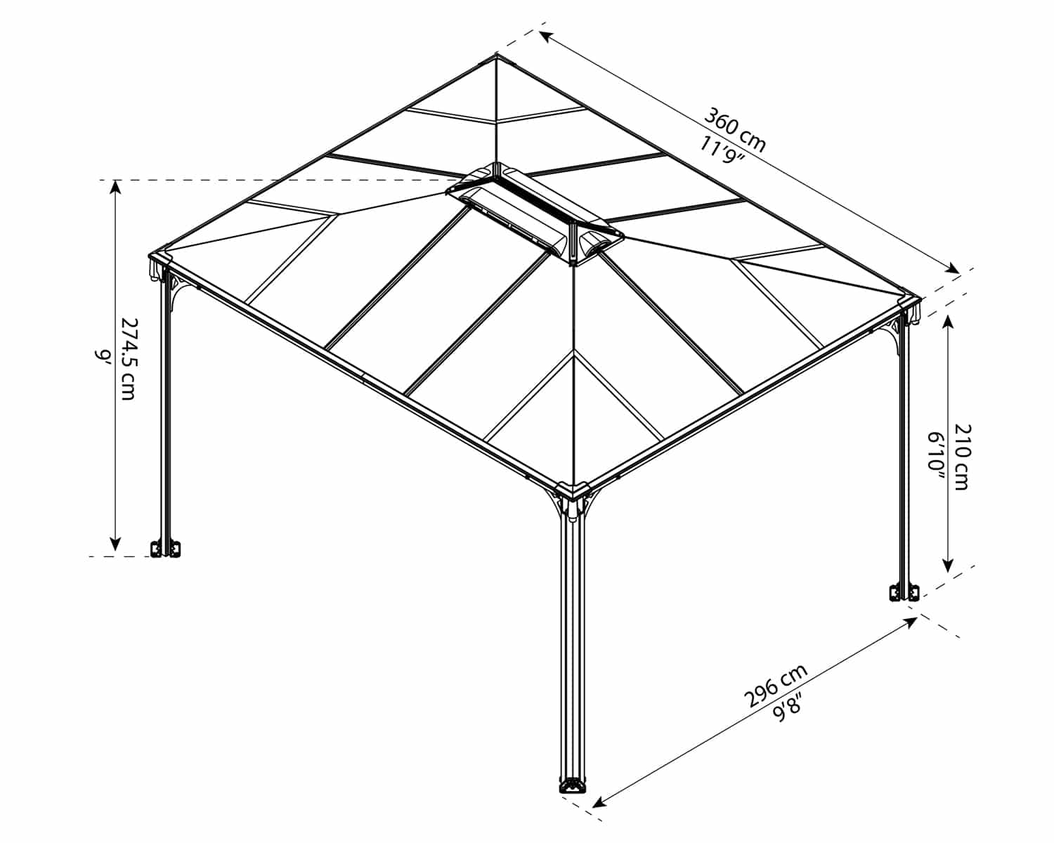 Беседка открытая Martinique 3600 Garden Gazebo Grey Bronze 2
