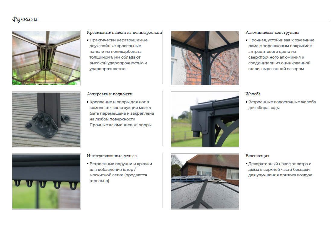 Беседка открытая Martinique 3600 Garden Gazebo Grey Bronze 3
