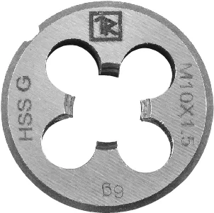 Плашка D-DRIVE круглая ручная с направляющей в наборе М10х1.5, HSS, Ф25х9 мм