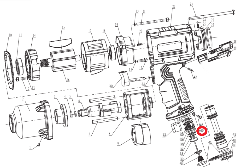 Стопорное кольцо d=2,5 № 46 к гайковерту HL-RP9510 3