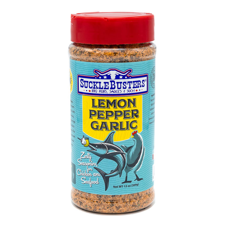 Приправа для рыбы, птицы и барбекю Suckle Busters Lemon Pepper Garlic, пластиковый шейкер, 369 г 2