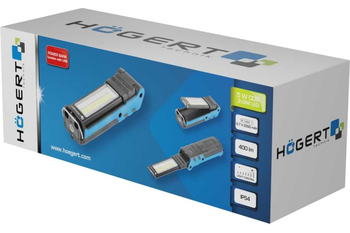 Фонарь светодиодный,  раскладной, 400 люмен, магнит, USB 5