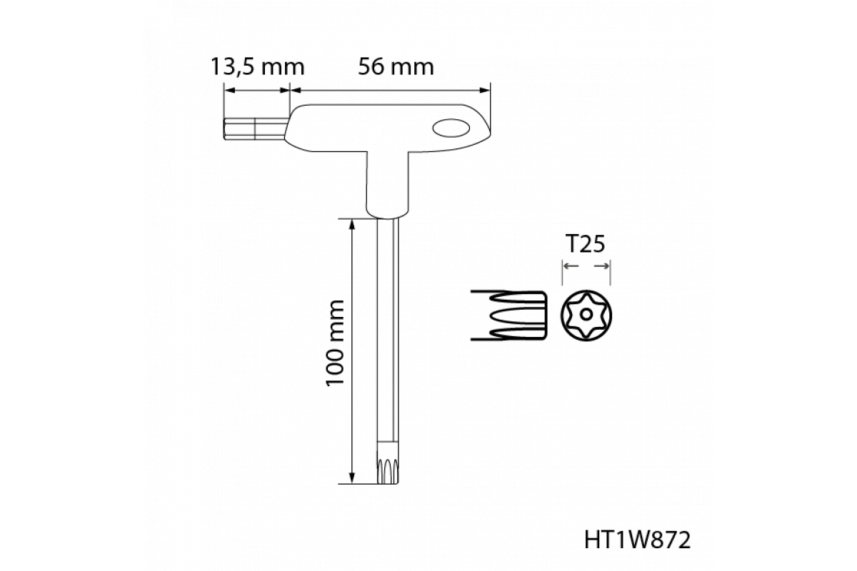 Ключ  torx security типа "Т", длинный TT25 4