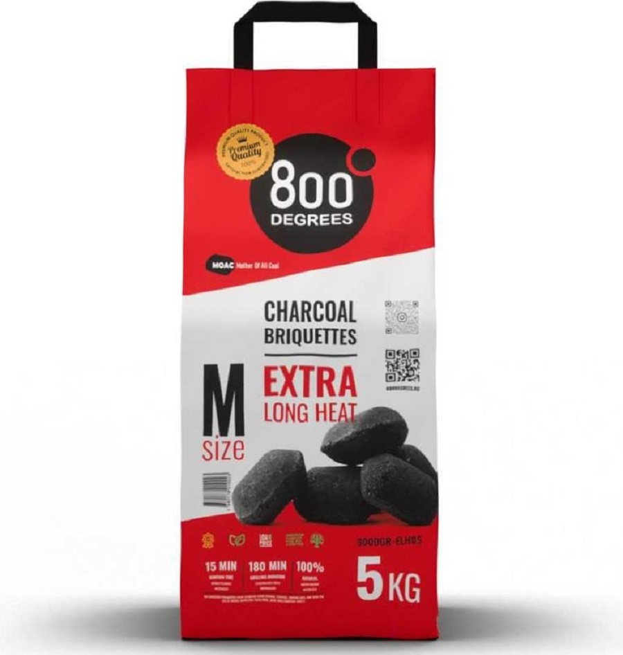 Угольные брикеты 800 Degrees Extra Long Heat, мешок 5 кг.