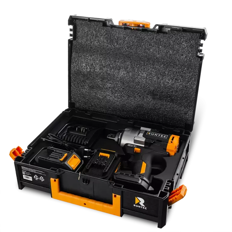 Гайковерт ударный аккумуляторный RUNTEC PRO 3/4", 20В, 2*6Ач, 1600Нм