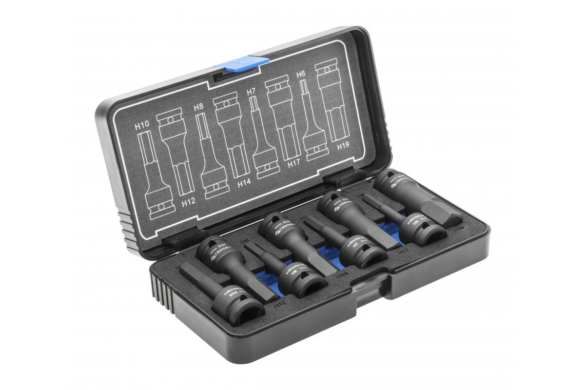 Торцевые головки, ударныеTorx, 8 шт., 1/2", CrMo