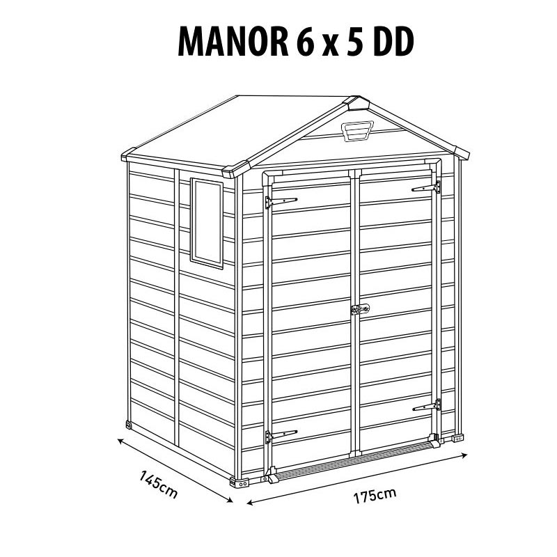 Сарай пластиковый MANOR 6×5 TWF (два окна на фасаде) 6