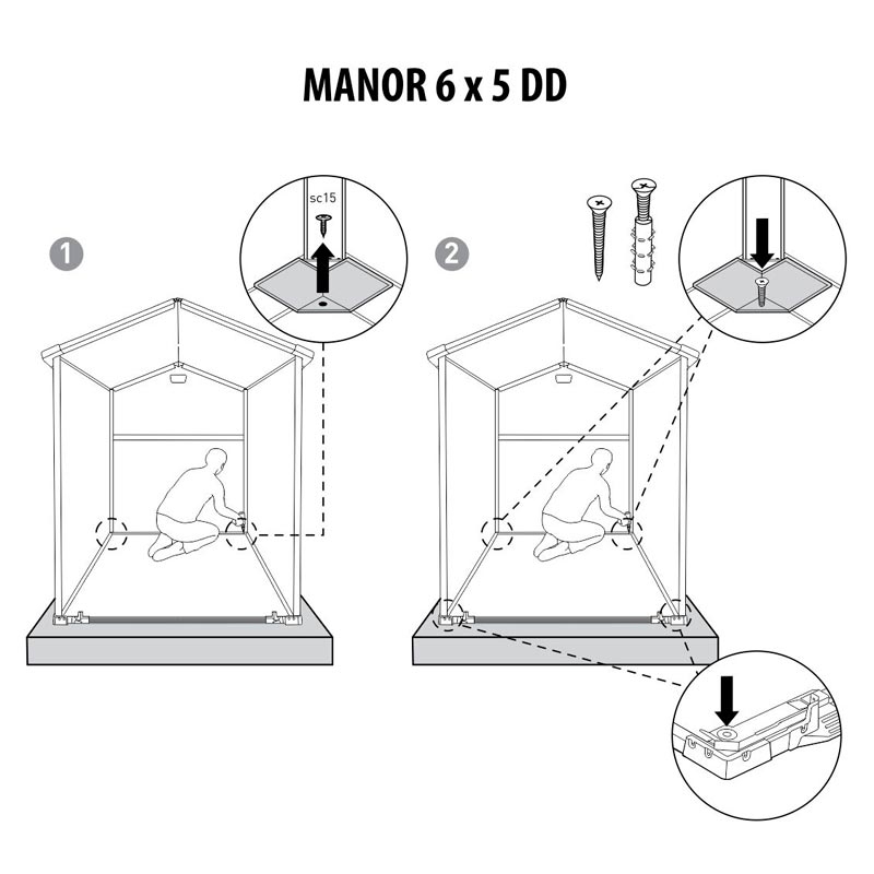 Сарай пластиковый MANOR 6×5 TWF (два окна на фасаде) 7