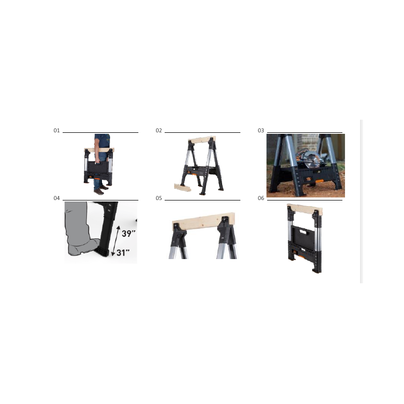 Складные регулируемые столярные козлы ROC PRO LUMBER JAACK SAWHORSE 17203039 2