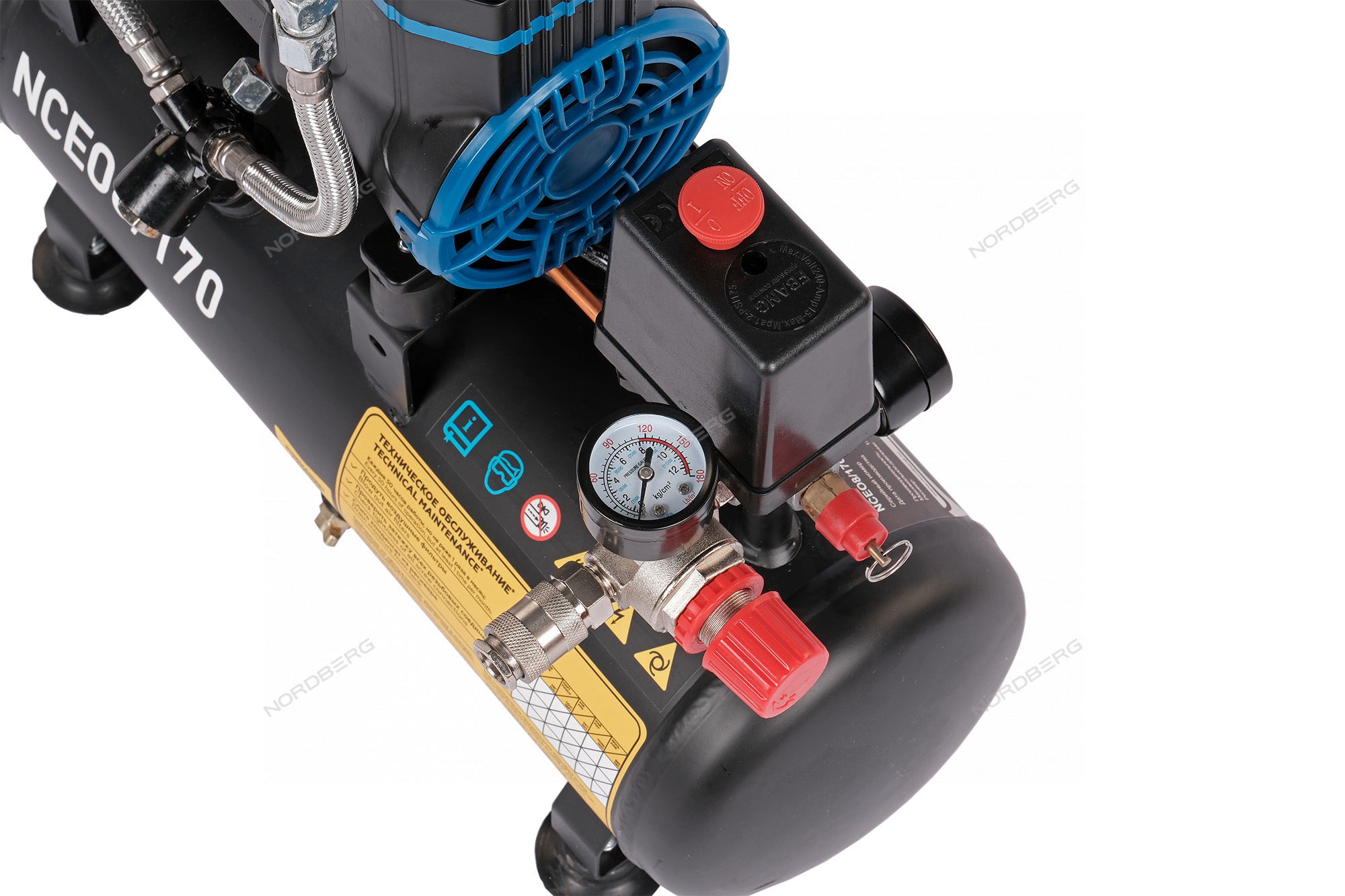 Компрессор безмасляный 220 В, ресивер 8 л, 170 л/мин 6