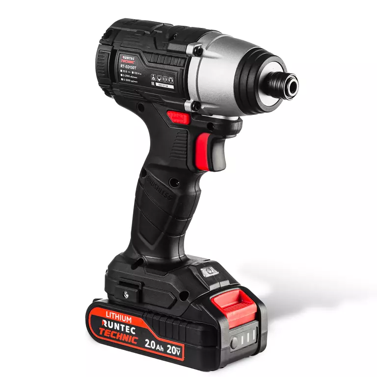 Винтоверт ударный аккумуляторный RUNTEC TECHNIC 1/4", 20В, 2*2Ач, 150Нм 2