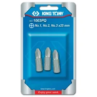 Набор вставок (бит) 1/4;, крестовые, №1, №2, №3, 3 предмета KING TONY 1003PQ