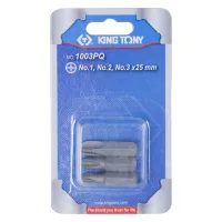 Набор вставок (бит) 1/4;, крестовые, №1, №2, №3, 3 предмета KING TONY 1003PQ