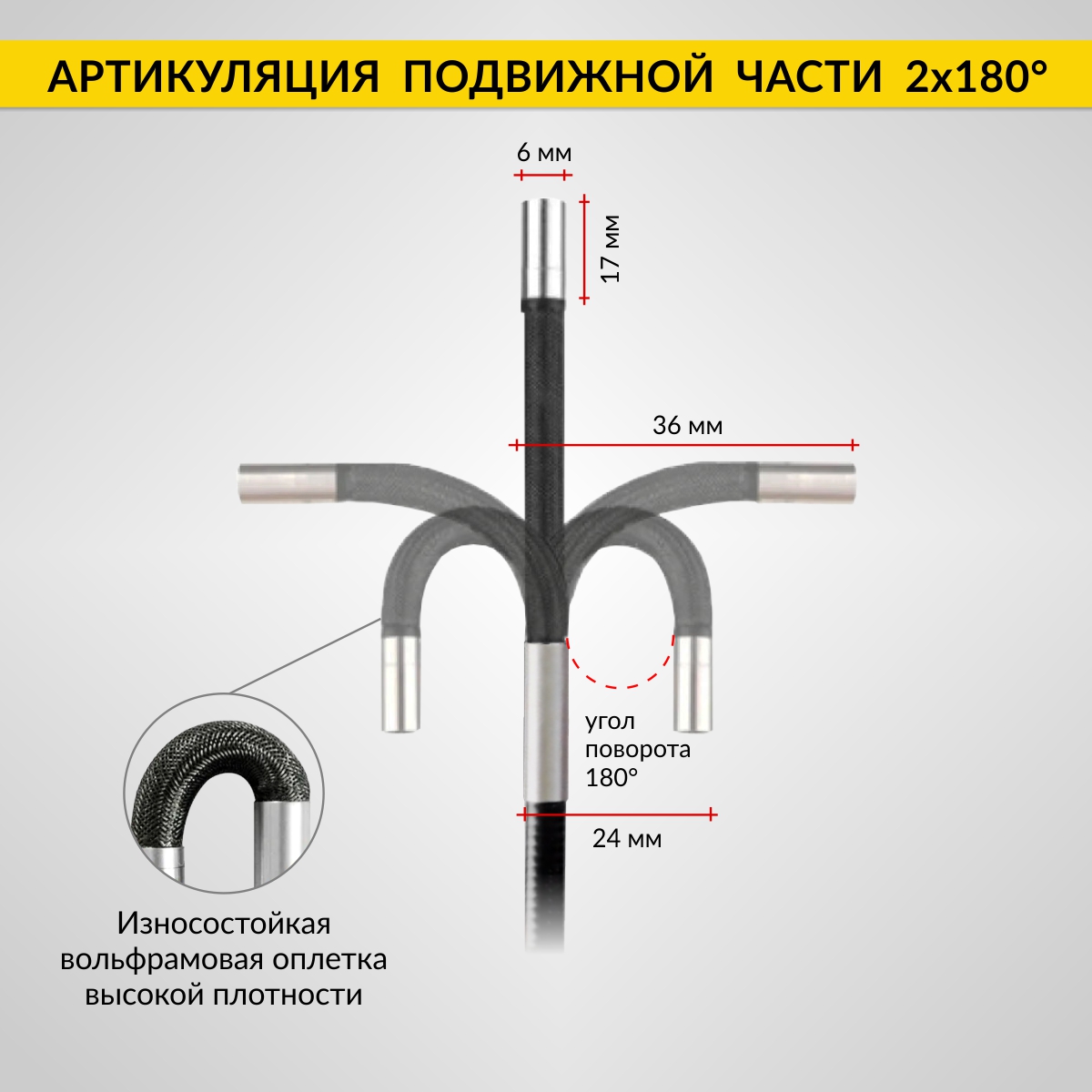 Видеоэндоскоп управляемый USB, 2Мп, 1920x1080, 1м, 6мм, 360° 10