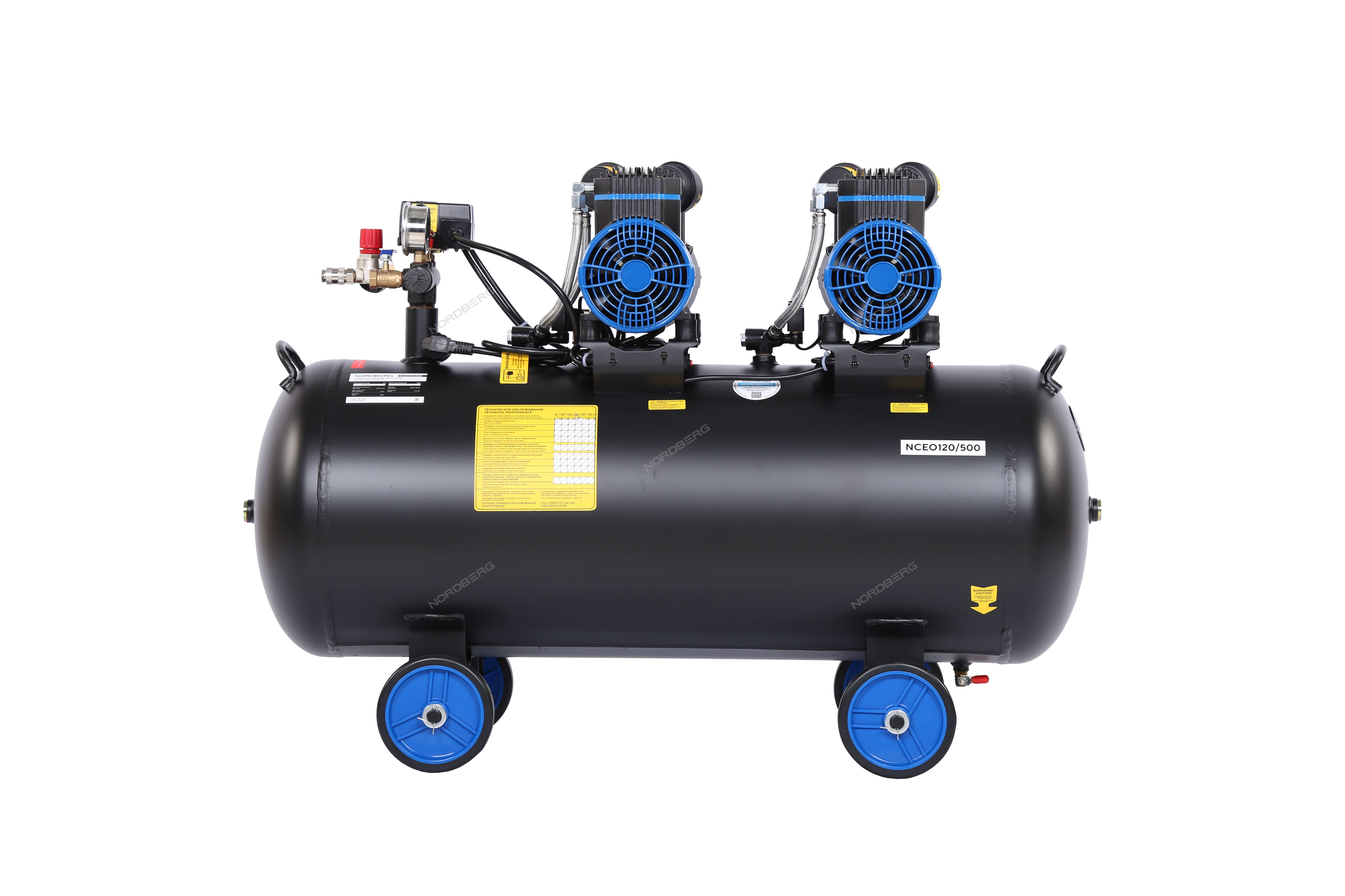 Компрессор безмасляный 220 В, ресивер 125 л, 500 л/мин 3
