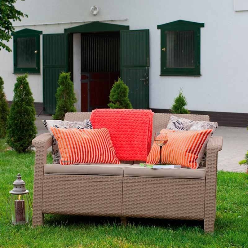 Двойной диван из пластика Corfu Love Seat (Капучино) 2