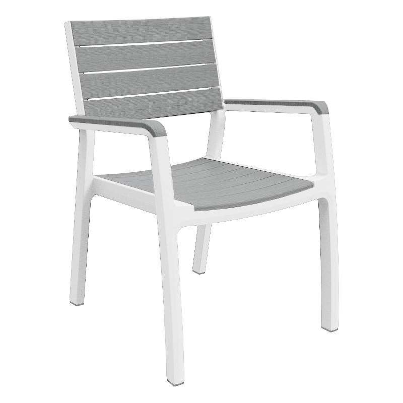 Пластиковый стул с невысокой спинкой и подлокотниками Harmоny Armchair (Серый-белый)