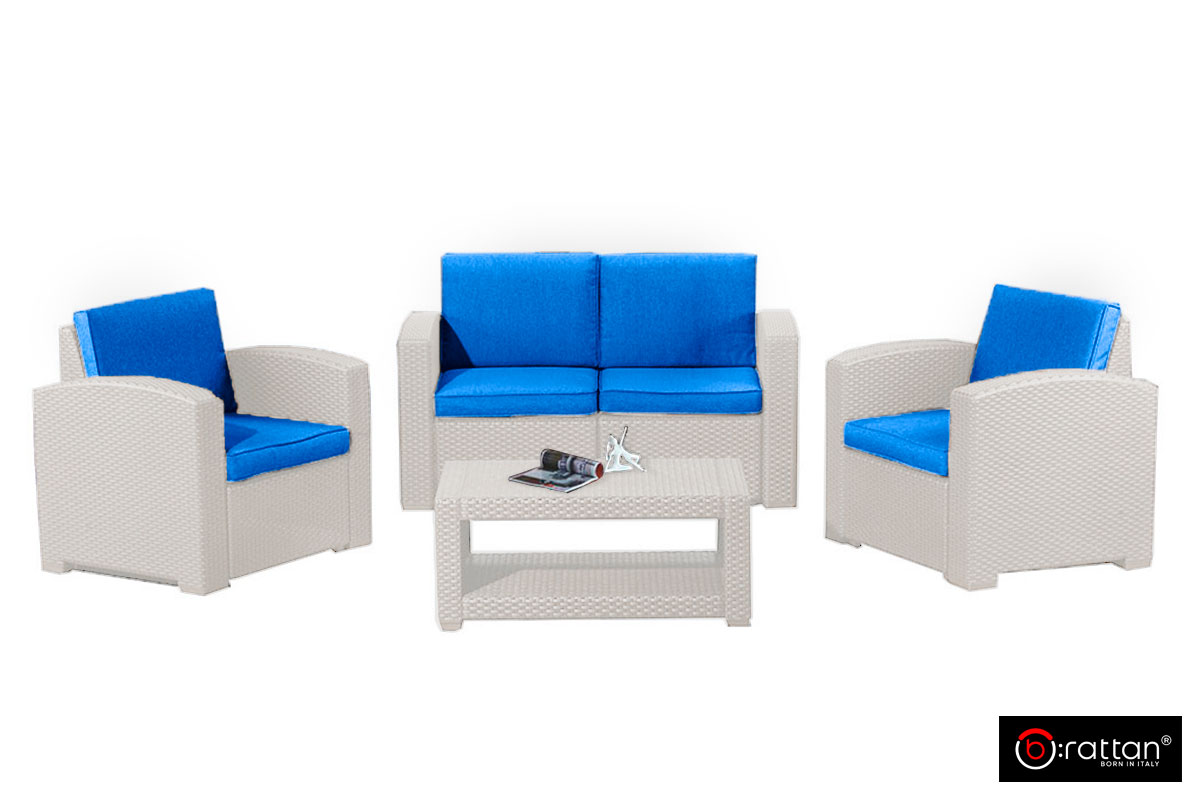 Комплект мебели Rattan Premium 4 (Серый - синяя подушка)