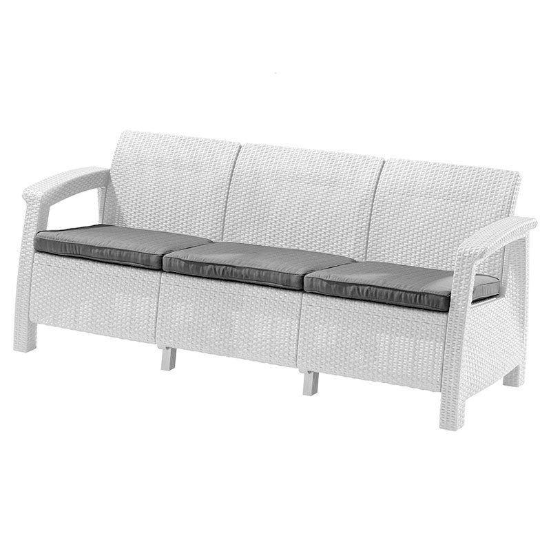 Тройной диван из пластика CORFU LOVE SEAT MAX (Белый)