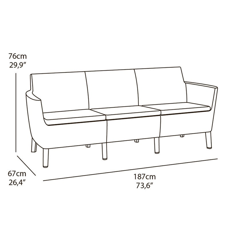 Диван трехместный SALEMO 3 SEATER SOFA (Графит) 3