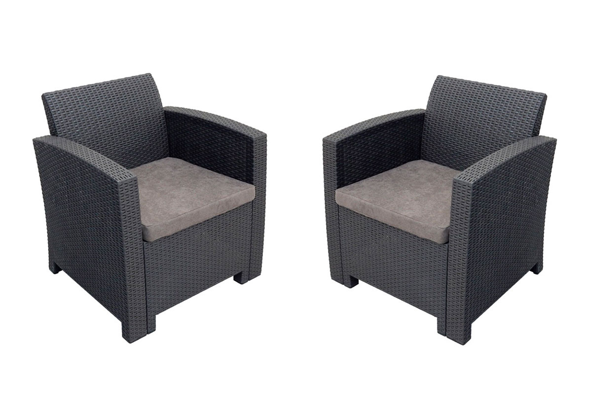 Кресло (2шт.) b:rattan Arizona, антрацит (2 подушки) (Графит)