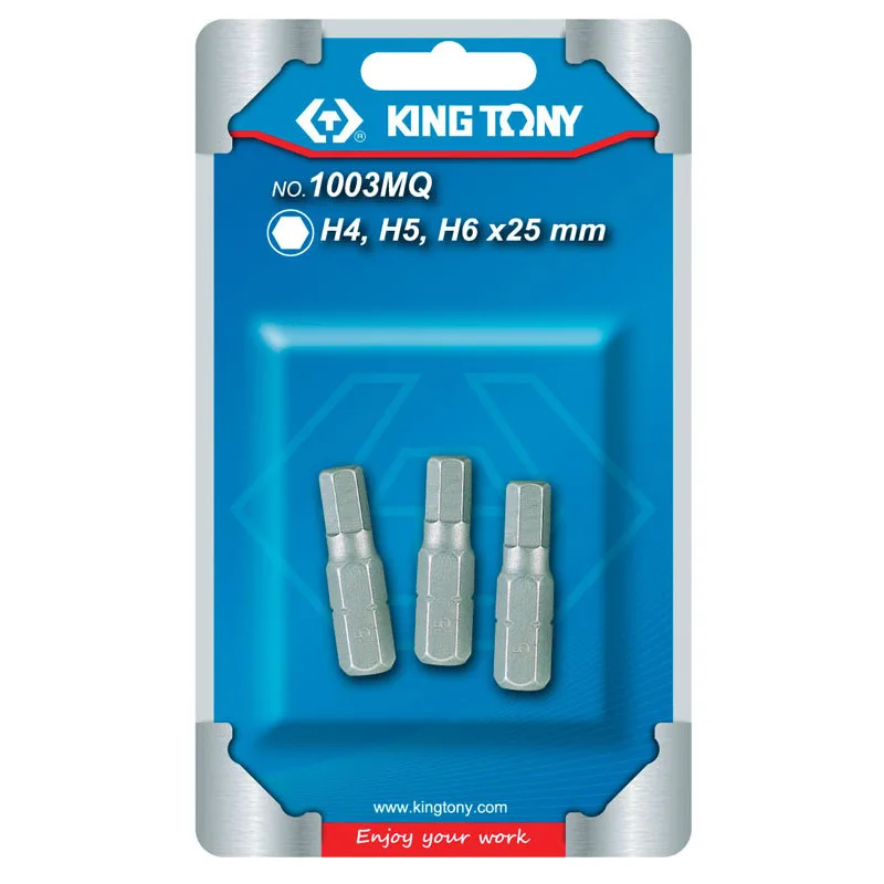 Набор вставок (бит) 1/4;, HEX, 4, 5, 6 мм, 3 предмета KING TONY 1003MQ