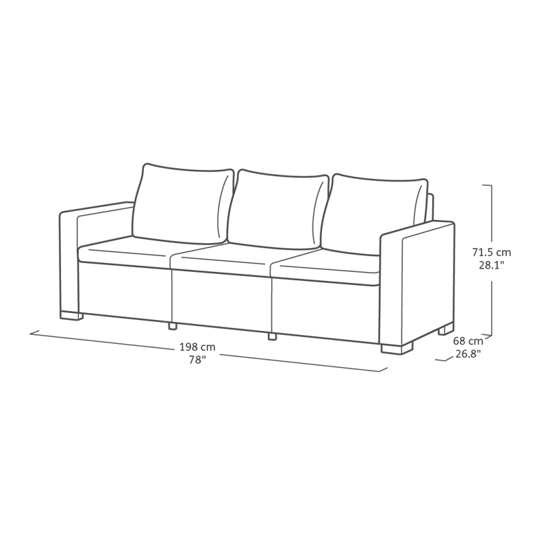 Комплект уличной мебели с тройным диваном CALIFORNIA 3 SEATER SET (Графит) 12