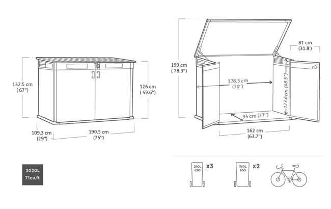 Ящик Horizontal Shed 2020 L (Ясень) 5