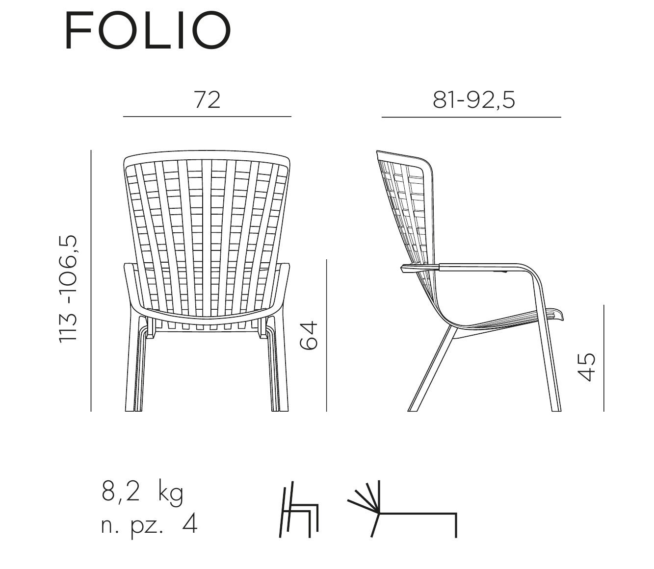 Комплект пластиковой мебели Folio Poggio (Коричневый. Подушка бежевая) 8