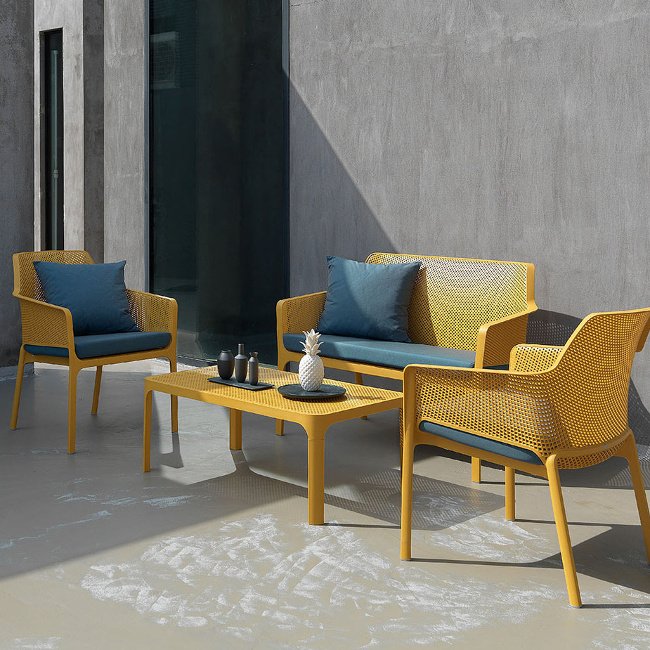 Диван пластиковый Net Bench (Горчичный) 15