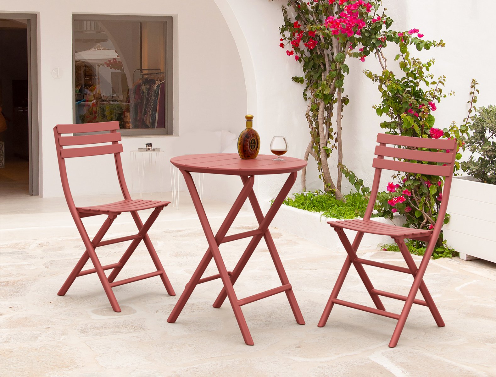 Стол пластиковый складной Helen Folding Table Ø60 (Кораловый) 4