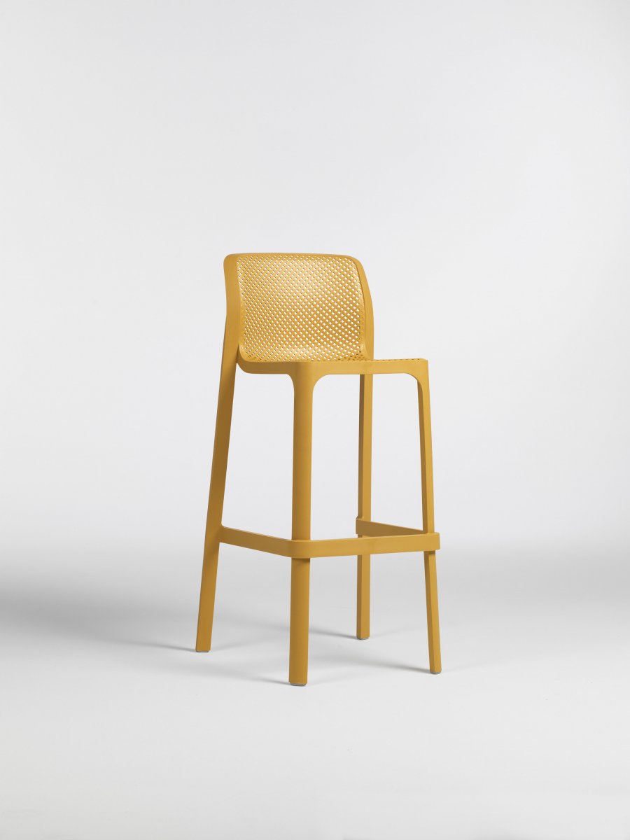 Стул пластиковый барный Net Stool (Горчичный) 5