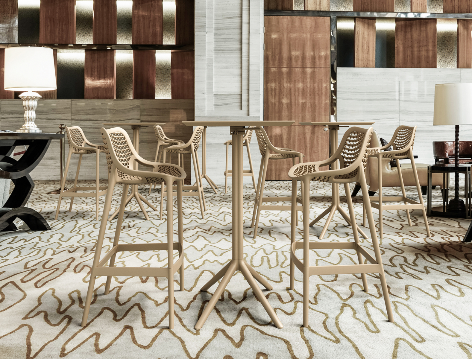 Стол пластиковый барный складной Sky Folding Bar Table (Бежевый) 12