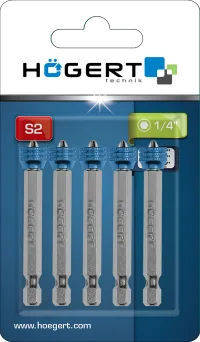 HOEGERT Бита PH2, 65 мм, магнитный наконечник, сталь S2